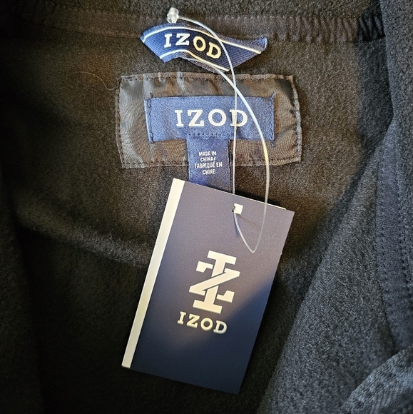 IZOD Men's Full Zip Fleece Lightweight Spring Jacket Black - Picture 5 of 10